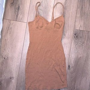 brown body con dress